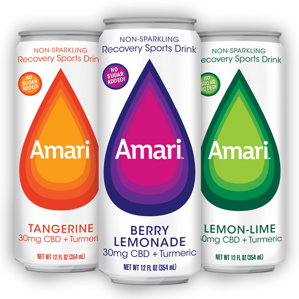 Mixed Case - Amari Berry Lemonade, Lemon Lime & Tangerine CBD + Turmeric Sports Recovery Drink 12 Pack